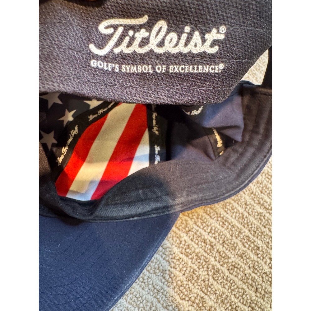 Titleist Golf Hat Navy‎ Blue USA American Flag Patch Adjustable Strapback Cap - Picture 6 of 7